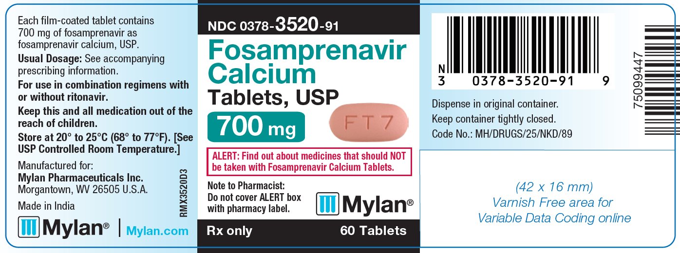 Fosamprenavir Calcium Tablets 700 mg Bottle Label